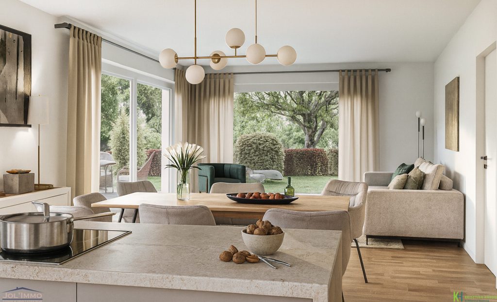 Open Space moderno di una Villetta con giardino