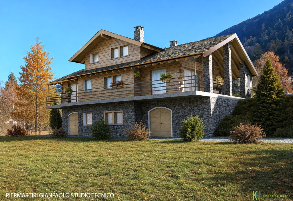 Casa di montagna fatto di legno e sassi vicino a Tirano