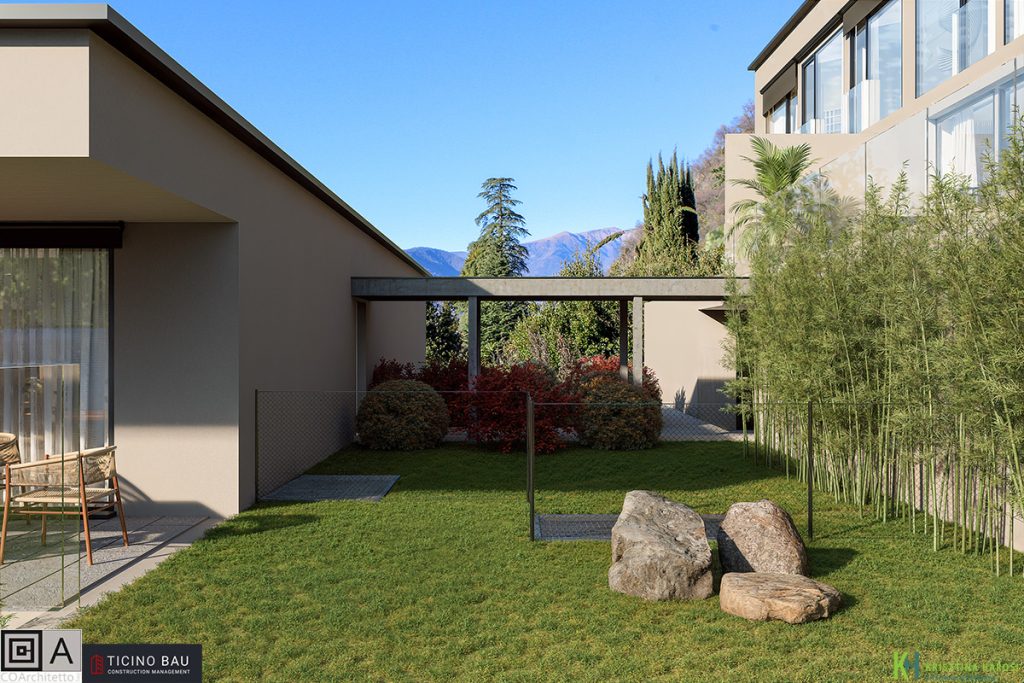 Palazzina con giardino e con vista sul lago di Lugano